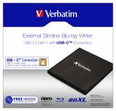 Подробнее о Verbatim External SlimLine Blu-Ray Writer USB 3.2 Black 43889