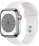 Подробнее о Apple Watch Series 8 GPS + Cellular 45mm Silver S. Steel Case w. White S. Band MNKE3