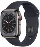 Подробнее о Apple Watch Series 8 GPS + Cellular 41mm Graphite S. Steel Case w. Midnight S. Band MNJJ3