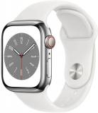 Подробнее о Apple Apple Watch Series 8 GPS + Cellular 41mm Silver Stainless Steel Case with White Sport Band MNV73