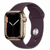 Подробнее о Apple Watch Series 7 GPS + Cellular 41mm Gold Stainless Steel Case with Dark Cherry Sport Band MKHY3, MKHG3