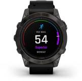 Подробнее о Garmin Sapphire 47mm Carbon G. DLC Tit. with B. Leather Band 010-02803-30