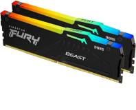 Подробнее о Kingston FURY Beast Black RGB XMP DDR5 64GB (2x32GB) 6400MHz CL32 Kit KF564C32BBAK2-64