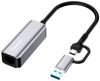 Сетевой адаптер ColorWay USB-C + USB A to RJ45 Ethernet 1000Mbps CW-AD-CRG