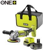 Болгарка RYOBI ONE+ RAG18125-1C40S 125мм, 18V, 1х4Агод 9000об/хв, 5133005643