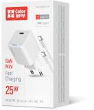 Зарядка ColorWay GaN Mini 25W PD Port PPS USB-C white cable Type-C CW-CHS052PDC-WT