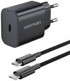Зарядка Vention 1xUSB-C PD20W + cable USB-C to USB-C black G16B0-EU