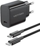 Зарядка Vention 1xUSB-C PD30W + cable USB-C to USB-C black G18B0-EU