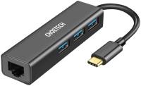 Разветвитель Choetech USB 3.1 to 3хUSB 3.0+RJ45(1GB) Ethernet 4in1 HUB-U02-BK