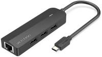 Разветвитель Vention USB-C to 3xUSB 2.0+MicroUSB+RJ45 100M Ethernet bla TGOBB