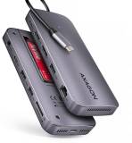 Разветвитель AXAGON USB-C 12-in-1 HDMI + DisplayPort + RJ45 1000Mbps + HMC-12GM2