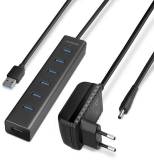 Разветвитель AXAGON USB 3.1 to 7xUSB 3.0 + power adapter black HUE-SA7BP