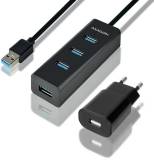 Разветвитель AXAGON USB 3.1 to 4xUSB 3.0 1.2m + power adapter + cable HUE-S2BP