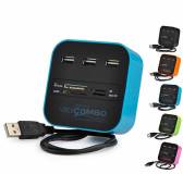 Разветвитель VOLTRONIC USB 2.0 to 3xUSB 2.0 + SD/MMC/TF/M2 blue/black CUB3-Bl
