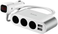 Зарядка HOCO 2xUSB 10.5W + 3x car socket silver 6957531050896