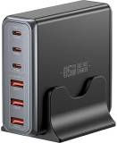 Зарядка ESSAGER 3xUSB-C + 3xUSB-A 85W GaN black EZC85W-SXB0G-Z