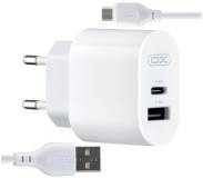 Зарядка XO L97 (1Type-C/1USB/2.4A) + USB - MicroUSB White XO-L97-MC