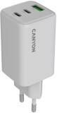Зарядка Canyon CU65ACC GaN 65W 2xPD 1xQC EU White CNS-CUW65ACC