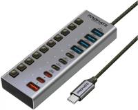 Разветвитель Promate USB-C 10-in-1 5xUSB-C + 5xUSB gray gegahub-5g