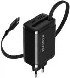 Зарядка Canyon 1xUSB-C PD65W + 1xUSB QC3.0 + cable USB-C to USB-C CNS-CURC65ACB