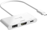 Разветвитель J5Create USB-C 3-in-1 HDMI + USB + USB-C PD white JCA399-N