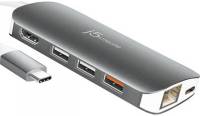 Разветвитель J5Create Dock-Station USB-C 9-in-1 (хаб/HDMI/PD/картридер) JCD383-N