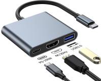 Разветвитель Dynamode USB-C 3-in-1 1xHDMI 4K + 1xUSB 3.0 + 1xUSB-C PD 87 Multiport USB-C 3-in-1 dark grey