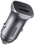 Зарядка Ugreen 1xUSB-C + 1xUSB 30W car adapter CD130 black 40858