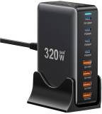 Зарядка ESSAGER 4xUSB-C + 4xUSB 320W GaN EZC320W-QJB0G-Z