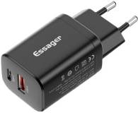 Зарядка ESSAGER 1xUSB + 1xUSB-C PD30W black ECTPQS-ZTB01