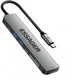 Разветвитель ESSAGER USB-C 7-in-1 HDMI + USB 3.2 + USB-C + SD/TF gray EHB07-QH0G-Z
