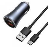 Зарядка Baseus 2xUSB QC3.0 + cable USB to USB-C 40W Golden Contac TZCCJD-A0G