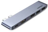 Разветвитель Ugreen 2xUSB-C to 3xUSB 3.0 + HDMI + USB-C CM251 gray 60559