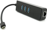 Разветвитель VOLTRONIC USB-C to 3xUSB 3.0 + RJ45 1000Mbps black YT-TCA3H3+Et-W