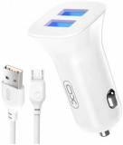 Зарядка XO 2xUSB 2.4A + cable USB to Micro 5P white TZ10-M-WH