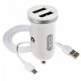 Зарядка XO 2xUSB 2.1A + cable USB to Micro 5P white TZ08-M-WH