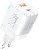 Зарядка Promate USBC PD25W + USBA QC3.0 18W White powerport-25ac.white