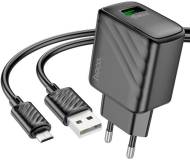 Зарядка HOCO CS21A Rich USB QC3.0 + cable USB to Micro 5P Black 6942007609890