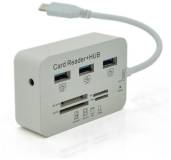 Разветвитель VOLTRONIC USB-C 3xUSB 3.0 + Card Reader 0.2m white YT-TCA3H3+CR-W