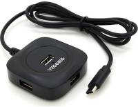 Разветвитель Veggieg USB-C 4xUSB 2.0 0.2m black YT-TC-V-C240