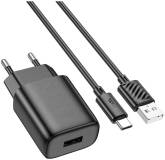 Зарядка HOCO C134A USB + cable USB to USB-C 2.4A black 6942007621359