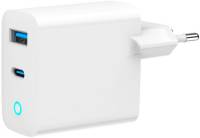 Зарядка Gembird 1хUSB-A (QC3.0 18W) + 1xType-C (PD 65W) white TA-UC-PDQC65L-W-01
