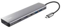 Разветвитель Trust USB-C 7-in1 2xUSB-А 3.2/2xUSB-С/2xHDMI/DP aluminiu 25661_TRUST