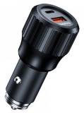 Зарядка Choetech car USB-A/USB-C 63W QC3.0/PD/PPS black TC0010-BK