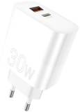 Зарядка Wuw C208 1xUSB-C PD30W + 1xUSB QC3.0 18W White 6972573333417