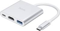 Разветвитель HOCO USB-C to USB3.0+HDMI+PD HB14 Silver 6931474725790