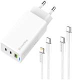 Зарядка ColorWay GaN Mini 65W PD Port PPS USB (USB-2C1A) cable Type CW-CHS058PDCL-WT