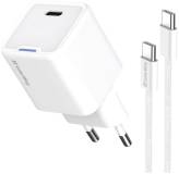 Зарядка ColorWay GaN Mini 30W PD Port PPS USB-C white + cable Type- CW-CHS054PDC-WT
