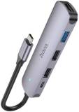 Разветвитель HOCO USB-C to HDMI+USB3.0+2xUSB2.0+PD HB27 Metal Gray 6931474769329
