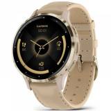 Часы Garmin Venu 3S, Fr. Gray + Soft Gold, Leather, GPS 010-02785-55
